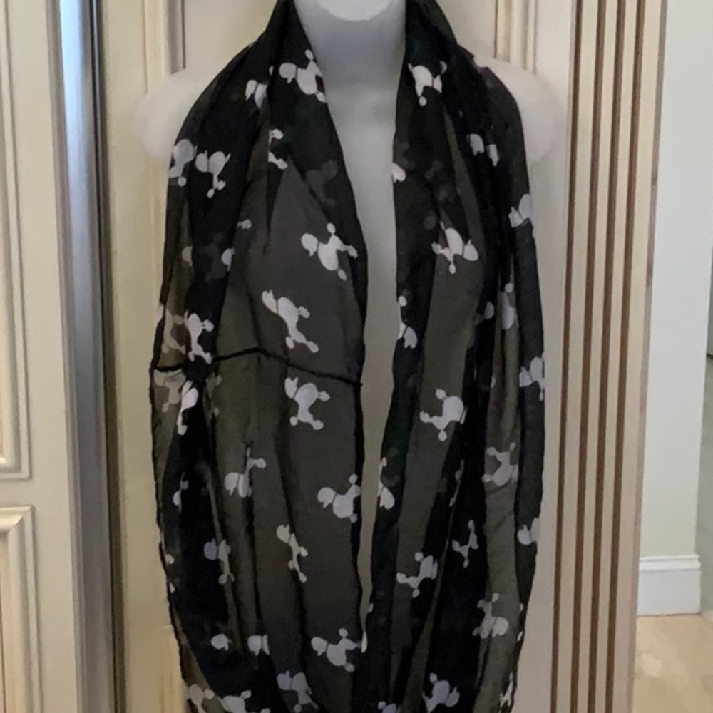Poodle print black and White Patterned infinity scarf